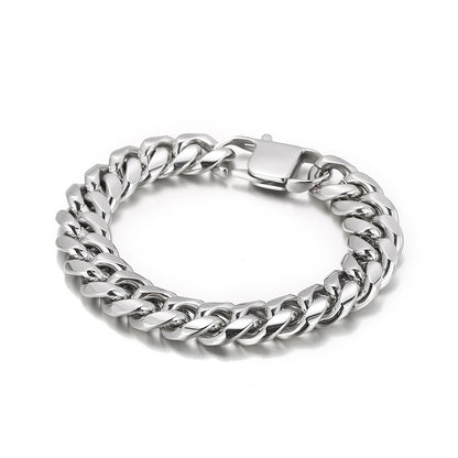 Polished Shiny Cuban Link Chain Men Bracelet High Quality Stainless Steel Punk Party Trendy Jewelry