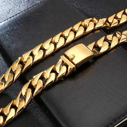 Huge and Heavy Gold Box-Tongue Cuban Chain Necklace