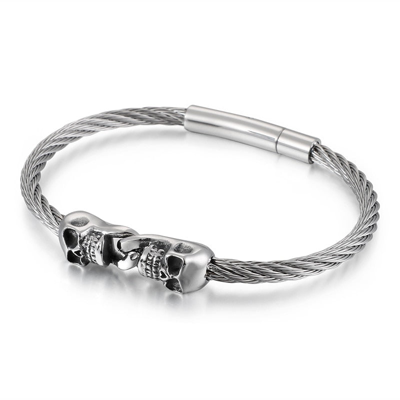 Skull Charm Bicycle Chain Bracelet