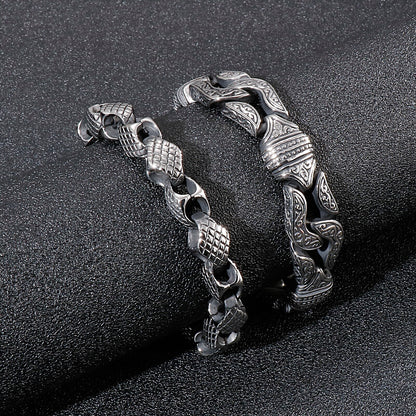 Vintage Boxing Gloves Men Bracelet Stainless Steel Bead Link Chain Retro Carved Wristband Fashion Jewelry
