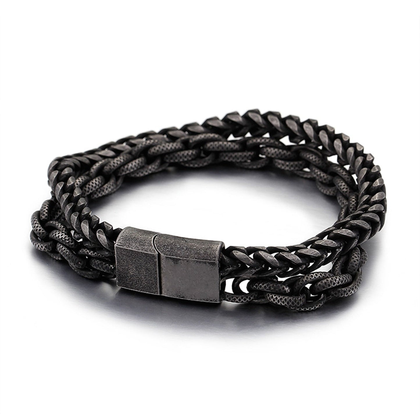 Contrast Chain Two Strand Gunmetal Black Bracelet