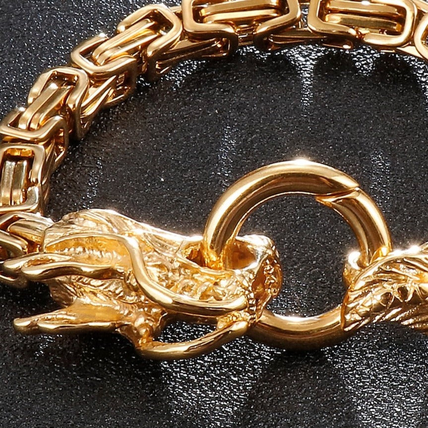 Dragon Ouroboros Byzantine Chain Bracelet