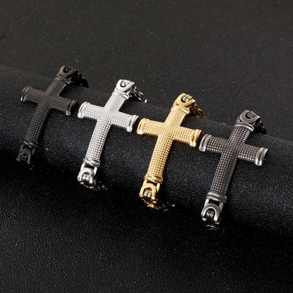 Square Cuban Cross Link Chain Bracelet Men Black Punk Charm Personalised Bracelets Jewelry