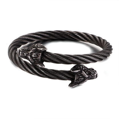 Teen Wolf Men's Open Cuff Bangle Metal Viking Spiral Twisted Chain Bracelet Black Famous Brand Jewelry