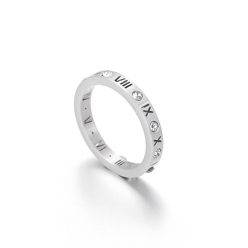 Crystal Roman Numeral 3mm Ring