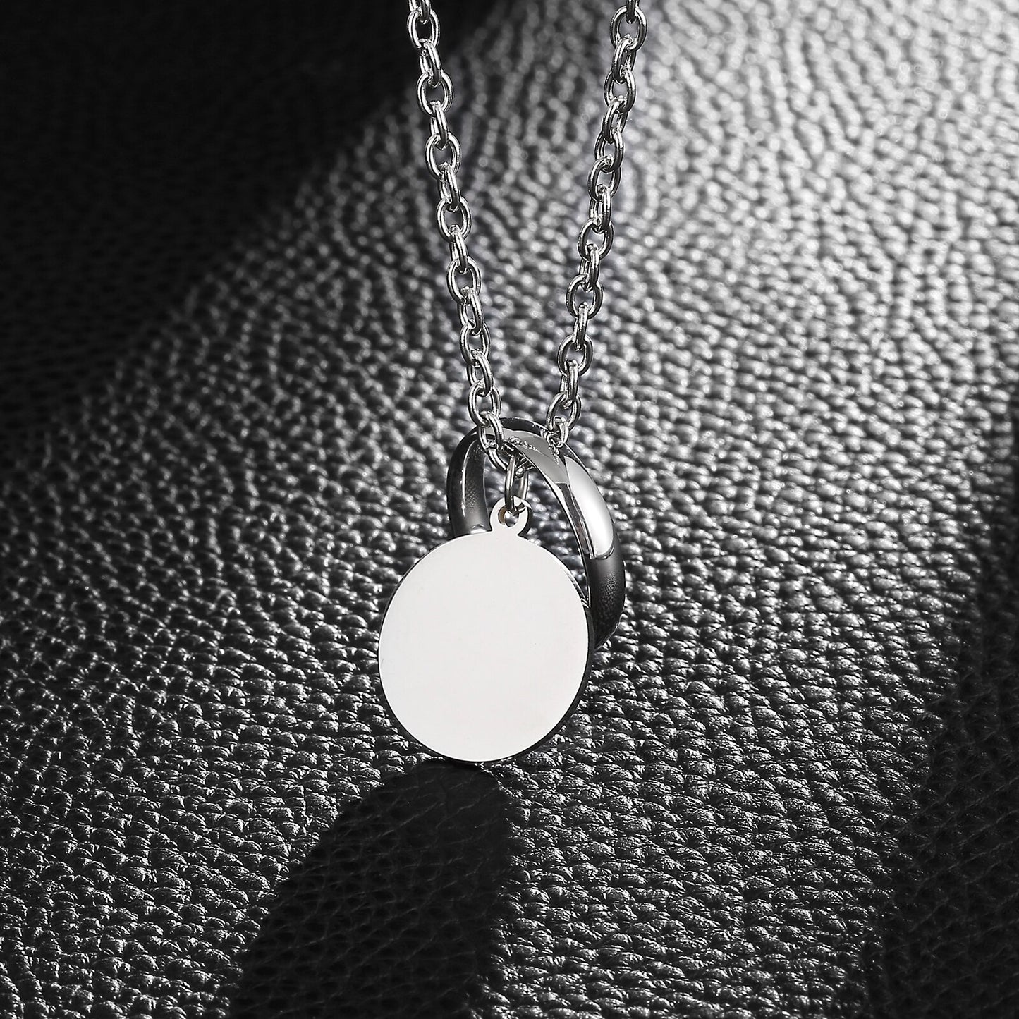 Ring and Engraving Tab Layering Pendant Necklace