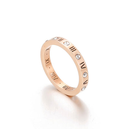 Crystal Roman Numeral 3mm Ring