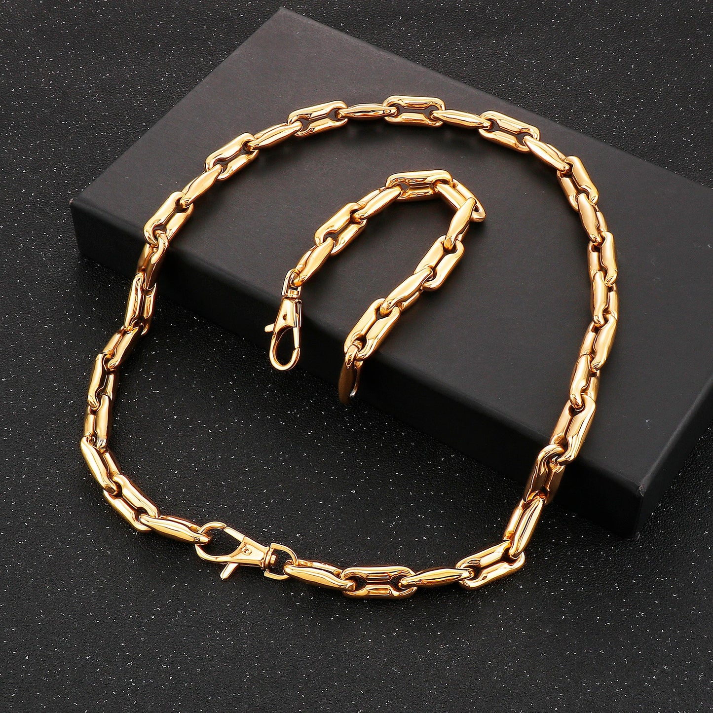 Special Link Chain Men Women Jewelry Set Shiny Punk Hip Hop Stainless Steel Polished Lover's Gift