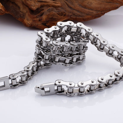 Heavy Duty Bicycle Link Wrap Clasp Chain Necklace