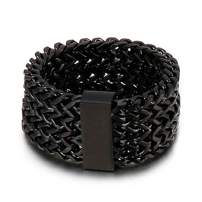 Woven Steel Chain Mail Band Ring