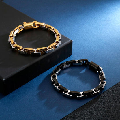 Vintage Square Bead Curb Cuban Bracelet Men Black Viking Link Chain Punk Bracelets Jewelry