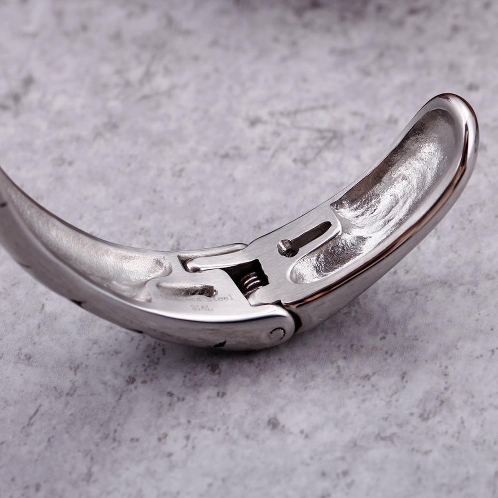 Retro Bangle Men Wide Stainless Steel Opening Cuff Bangles Male Fashion Jewelry