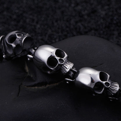 Heavy Metal High-Detail Skull Chain Bracelet