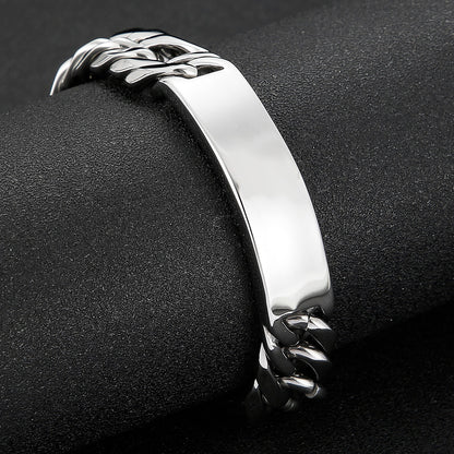 Polished Stainless Steel Simple Men Metal Series All-Match Style Jewelry Shiny Design Fashion Retro Punk Bracelet