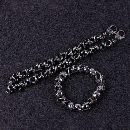Vintage skeleton Round Chain Bracelet Men Skull Head Metal Stainless Steel Heavy Bracelets Bangles Men's Fashion Jewelry