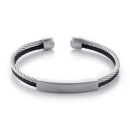 Dual Layer Woven Steel Cuff Band Bracelet