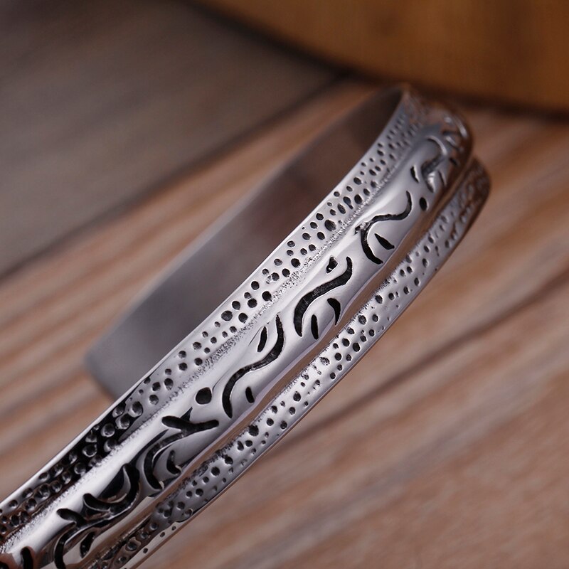 Vintage Dragon Pattern Open Bracelet Bangle for Men Stainless Steel Cuff Copper Bracelets & Bangles Men Jewelry