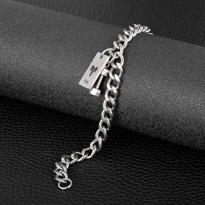 Aries Constellation and Weight Charm Curb Link Chain Bracelet