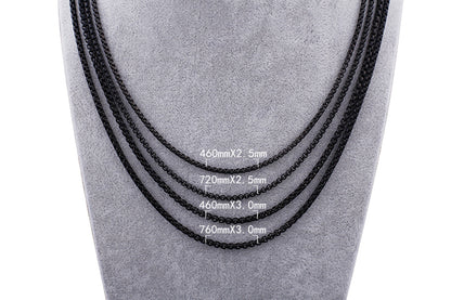 Black Rounded Edge Box Chain Necklace