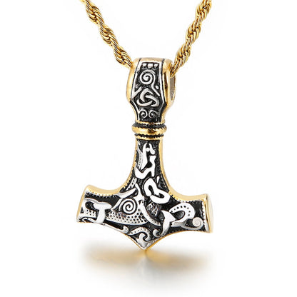 Jellinge Inspired Viking Warrior Pendant Thor's Hammer Mjolnir Pendant Necklace