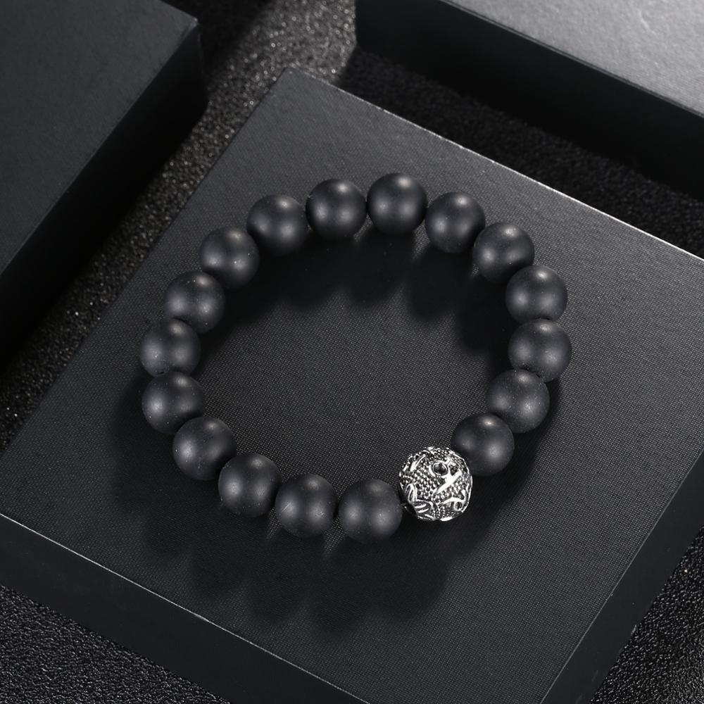 Vingtage Beads Bracelet Men Tiger Eye Charm 10mm 12mm Black Natural Lava Stone Bead Bracelet Mens 2020 Fashion Jewelry