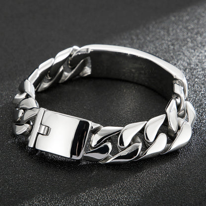Polished Stainless Steel Simple Men Metal Series All-Match Style Jewelry Shiny Design Fashion Retro Punk Bracelet