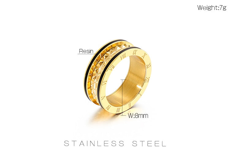 Round Roman Numerals Stainless Steel Ring