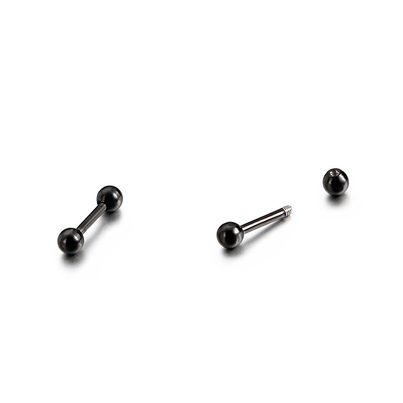 Ball and Stud Black Stainless Steel Stud Earrings