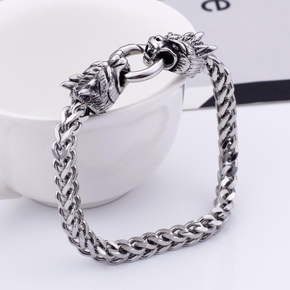Duelling Dragons Ring Clasp Chain Bracelet