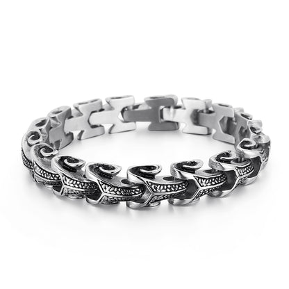 Punk Dragon Snake Link Chain Mens Bracelet 316L Stainless Steel Black Gold Silver Color Viking Fashion Bracelets Jewelry