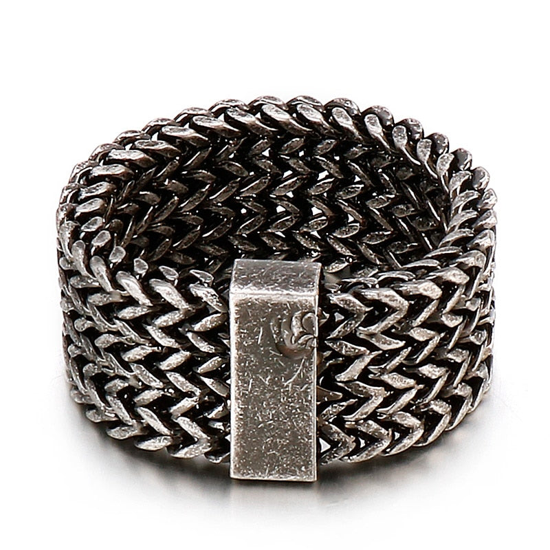 Woven Steel Chain Mail Band Ring