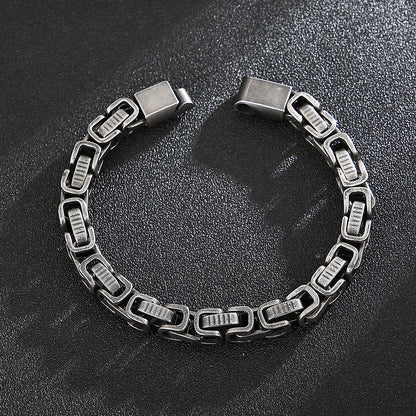 Vintage Matte Black Link Chain Bracelet for Men High Quality Stainless Steel Trendy Viking Simple Wristband Jewelry
