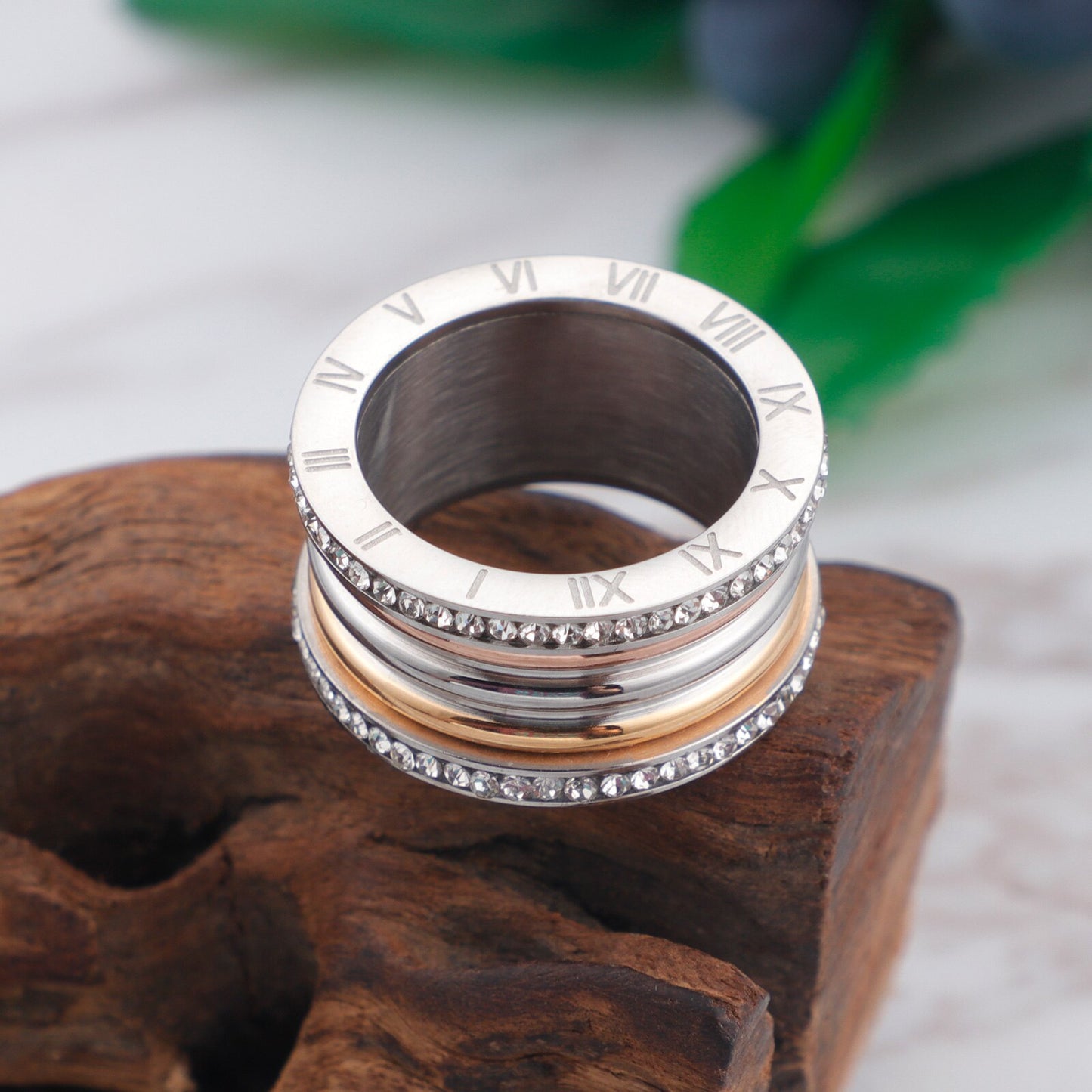 Crystal Roman Numerals Ring