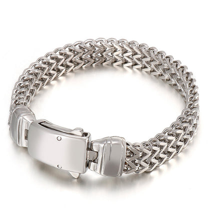 Punk Wristband Mesh Link Chain Men Bracelet Stainless Steel Box-with-Tongue Clasp Bangle Classic Jewelry