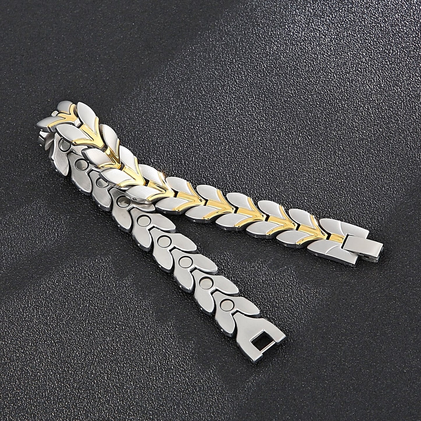 Magnetic Bracelets for Men Titanium Steel Therapy Health Chain Bracelet with Unique Line Charm Fashion Jewelry