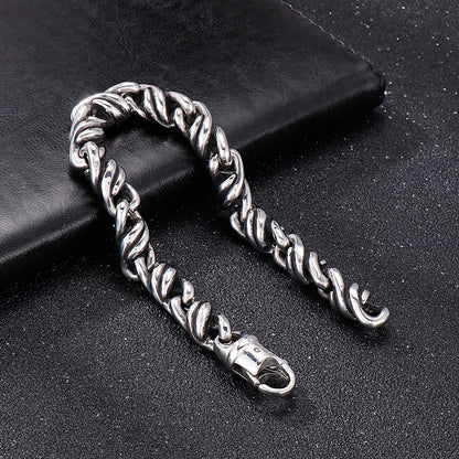 Irregular Link Chain Man Bracelet High Quality Shiny Stainless Steel Silver Color Special Designer Mens Jewelry