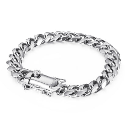 Simple Curb Link Chain Bracelet for Men Polishing Stainless Steel Gold & Silver Color Punk Jewelry Gift