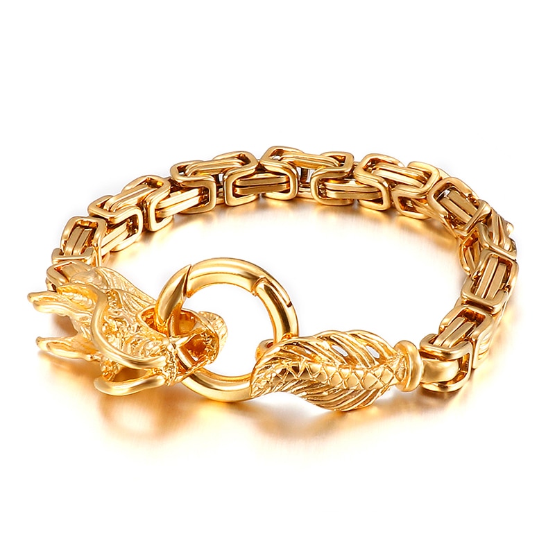 Dragon Ouroboros Byzantine Chain Bracelet