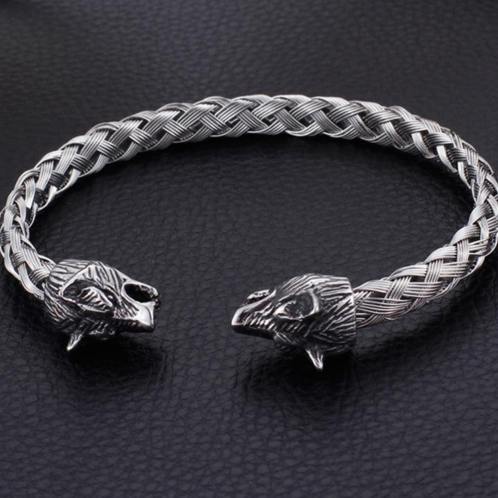 Modern Wolf Bangle Woven Steel Wolf Bangle Bracelet
