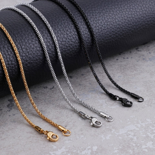 Micro Link Popcorn Chain Necklace Gold/Black Stainless Steel