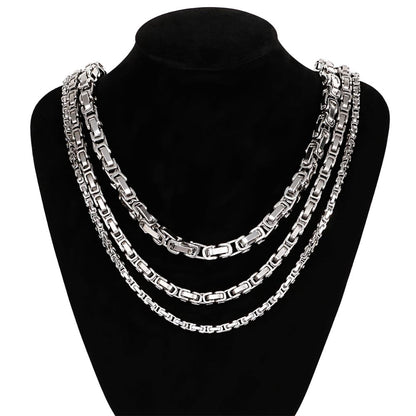 4-8 mm Bright Steel Byzantine Chain Layering Necklace
