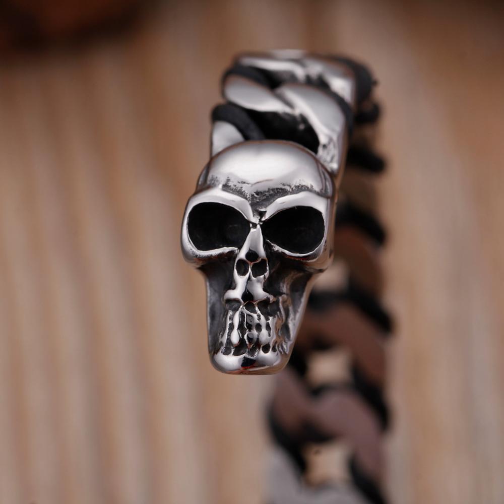 Grinning Skull Cuban Chain Bangle Bracelet