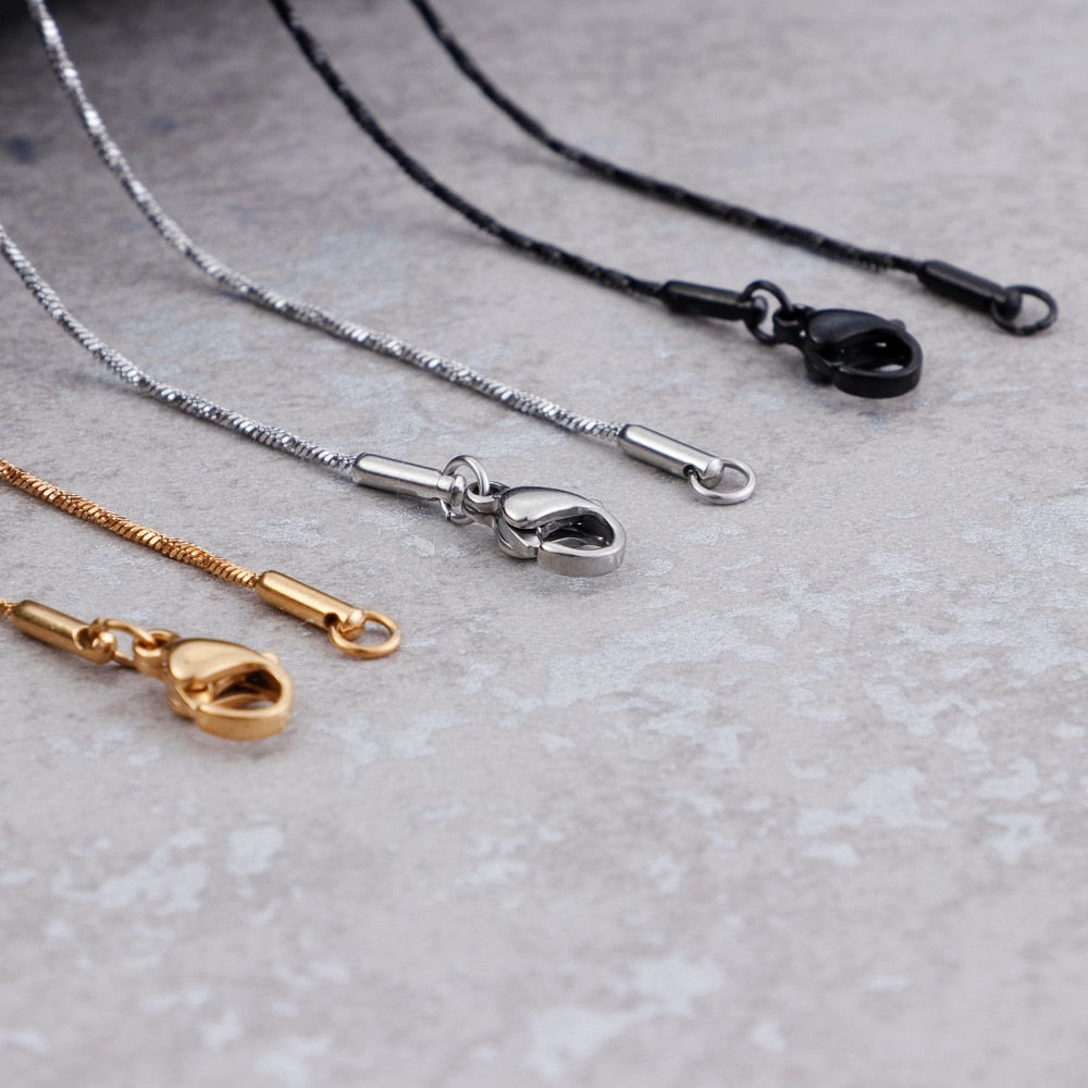 Micro-link Twisted Chain Necklace in Gold, Steel, and Black