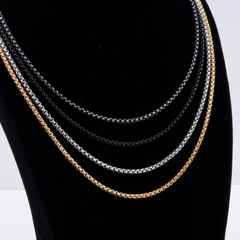 3mm Titanium Link Square Pearl Chain Necklace