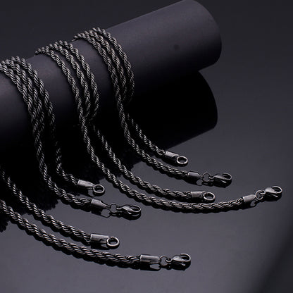 Gunmetal Twisted Rope Chain Necklace