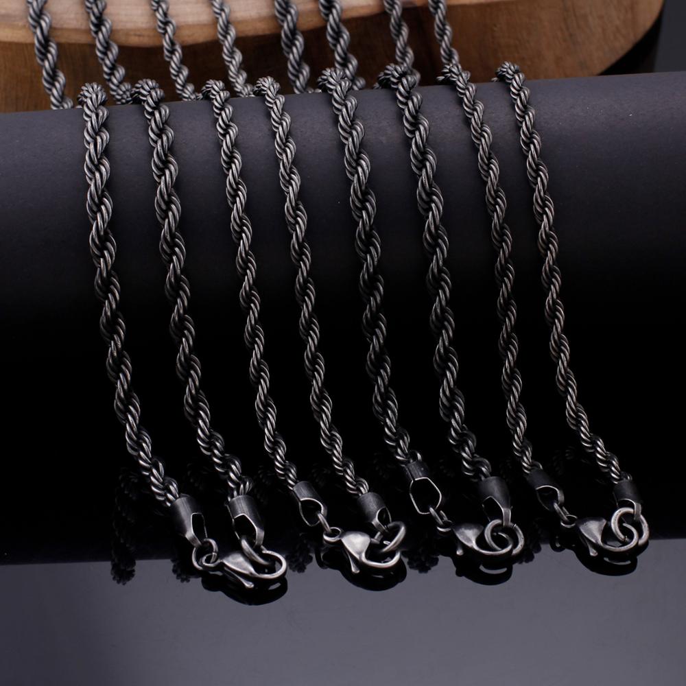 Gothic Gray Long Link Chain Necklace