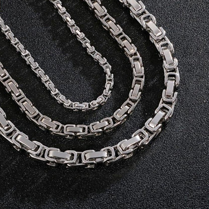 4-8 mm Bright Steel Byzantine Chain Layering Necklace