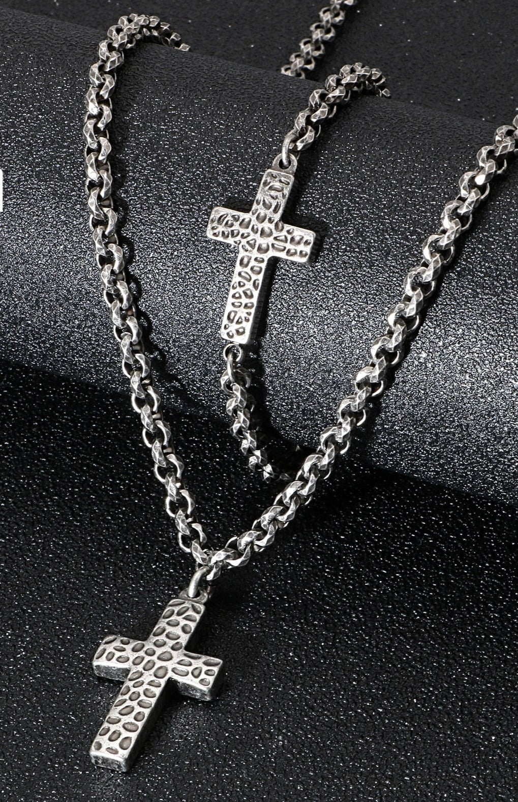 Hand-Hammered Cross Pendant Necklace and Bracelet Set