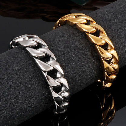 Punk Cuban Link Chain Men Bracelet Polishing High Quality Steel Metal Fashion Jewelry Accessaries 2021
