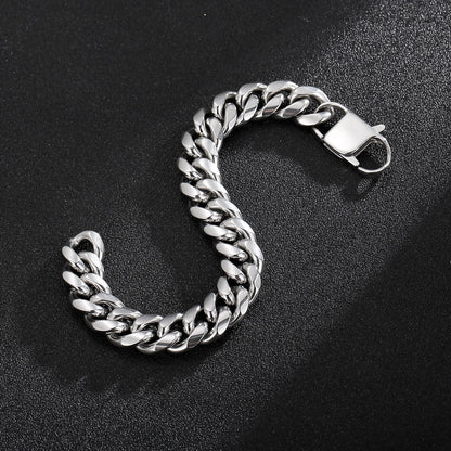 Polished Shiny Cuban Link Chain Men Bracelet High Quality Stainless Steel Punk Party Trendy Jewelry